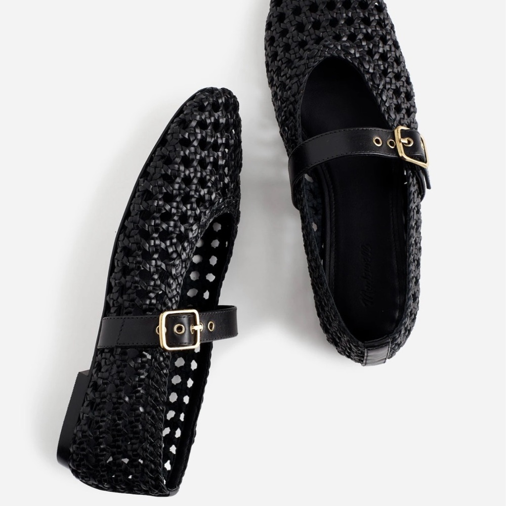 Madewell Black Woven Remy Mary Jane Flats